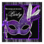 Elegantes schwarzes und lila Maskerade-Party Personalisierte Einladungskarte
