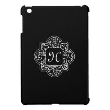 Elegantes Schwarzweiss-Damast-Monogramm