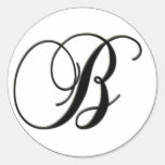 Elegantes Schwarzweiss-Monogramm - B - besonders a Runde Aufkleber