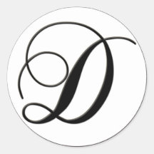 Elegantes Schwarzweiss-Monogramm D Sticker