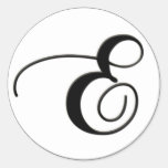 Elegantes Schwarzweiss-Monogramm E Stickers