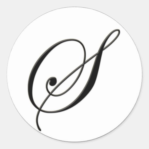 Elegantes Schwarzweiss-Monogramm S Runde Aufkleber