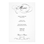 Elegantes Skript-Hochzeits-Menü - Schwarzes büropapier