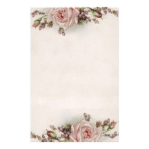 Elegantes Vintages rosa Rosen-Briefpapier Bedrucktes Büropapier