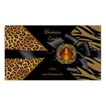 Elegantes Zebra-Leopard-Schwarz-Gold Visitenkarten