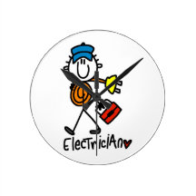 Elektriker-Strichmännchen Wanduhren