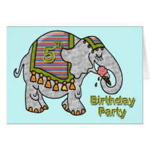 Elephant with Ice Cream Cone 5th Birthday Cards