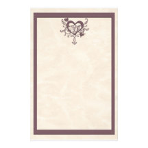 Elfenbein-Pflaumen-Herz-Briefpapier Bedrucktes Papier