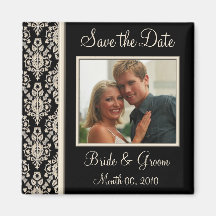 Elfenbein-und Schwarz-Save the Date Foto-Magneten