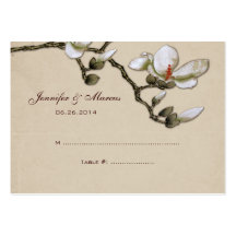 Elfenbein-und weiße Magnolien-Blumensitzplatz-Kart Visitenkarte