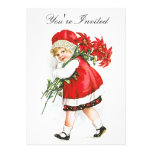 Ellen H. Clapsaddle: Mädchen mit WeihnachtsBlumen Einladungskarte