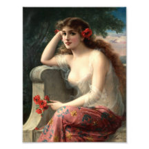 Emile Vernon Girl with a Poppy Print Photo Print