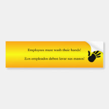 Employees must wash hands  English/Spanish Bumper Stickers