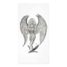 Engel Bleistiftzeichnung Black and white Design Personalisierte Photo Karte