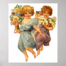 Engel und Blumen-Plakate und Drucke