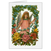 Engels-Mädchen mit Rosen Grußkarte