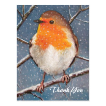 ENGLISCH ROBIN: GRAFIK: DANKE POSTKARTE