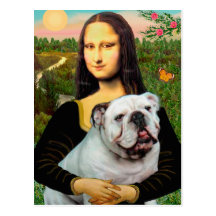 Englische Bulldogge 9 - Mona Lisa Postkarten
