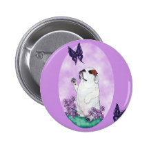 Englische Bulldogge und Schmetterlinge Anstecknadelbuttons