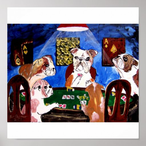 ENGLISCHE BULLDOGGEN-BULL-HUNDE, DIE POKER SPIELEN POSTERDRUCKE