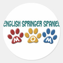 ENGLISCHER SPRINGERSPANIEL Mamma-Tatzen-Druck 1 Runde Sticker