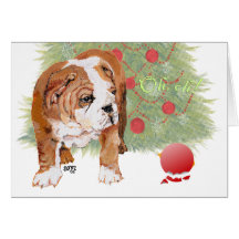 Englisches Bulldoggen-Welpen-Weihnachten Karte