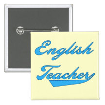 Englischlehrer-blaue Text-T-Shirts und Geschenke Anstecknadelbuttons