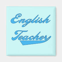 Englischlehrer-blaue Text-T-Shirts und Geschenke Magnete