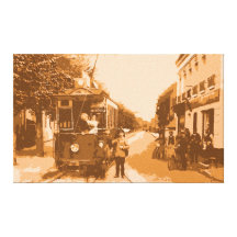 Enorme Postkarte, elektrischer Streetcar, kleines  Galerie Falt Leinwand