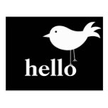 Enormes HALLO mit Vogel-Postkarte
