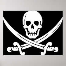Enormes Piraten-Plakat mit weißem Scull und Schwer