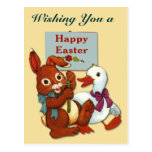 Ente und Häschen-Ostern-Postkarte