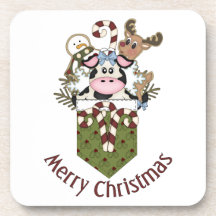 Entzückende Feiertags-Weihnachtskuh-T-Shirts, Gesc Untersetzer