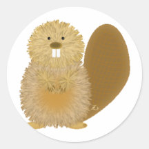 Entzückende Tierzeichnungen: Biber Runde Sticker