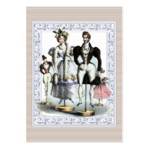 Entzückende Vintage französische Mode-Familie der  Visitenkarten Vorlage