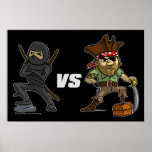 epischer Krieger Ninja gegen Piraten-Plakat