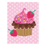 Erdbeer-u. Schokoladen-kleiner Kuchen Postkarte