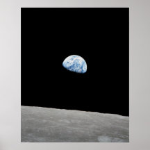 Erde, die über Mond steigt, wie von Apollo 8 anges Plakatdruck