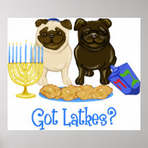 Erhaltene Latkes? Chanukka-Mops-Plakate