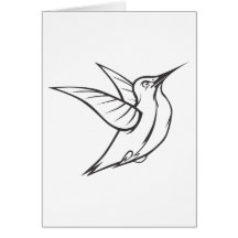 Ernster karminroter Throated Kolibri im Schwarzen Grußkarte