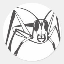 Ernstes Heuschrecken-Insekt in Schwarzweiss Runder Sticker