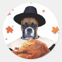 Erntedank-Boxer-Hund Runder Sticker
