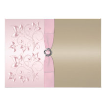 Erröten Rosa und Champagneblumeneinladung