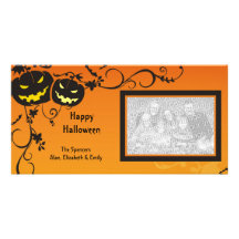 Erschreckende Kürbis-Halloween-Foto-Karte Bilderkarten