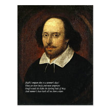 Erste 4 Linien des Sonetts # 18 durch Shakespeare Postkarte