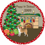 Erste Verzierung 2009 des Beagle-Welpen Weihnachts Fotostatue