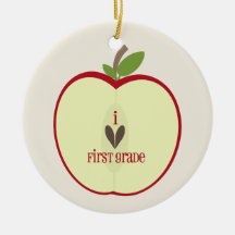 Erster Grad-Lehrer-Verzierung - rotes Apple halb Ornament