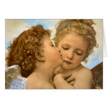 Erster Kuss (Engelsdetail) durch Bouguereau Weihna Karte