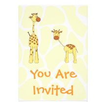 Erwachsener und Baby-Giraffe. Cartoon Individuelle Ankündigung