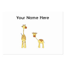 Erwachsener und Baby-Giraffe. Cartoon Visitenkarten Vorlagen
